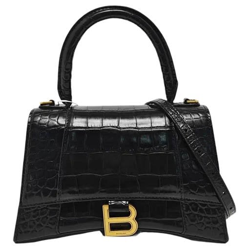 Hourglass leather handbag