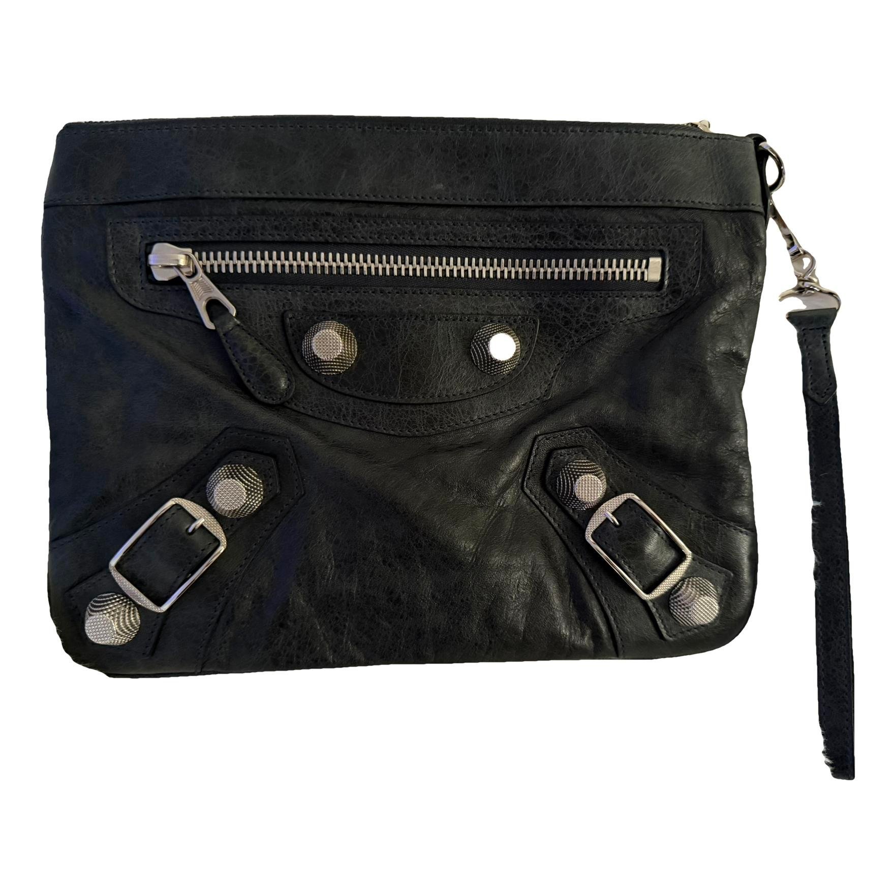 Leather clutch bag