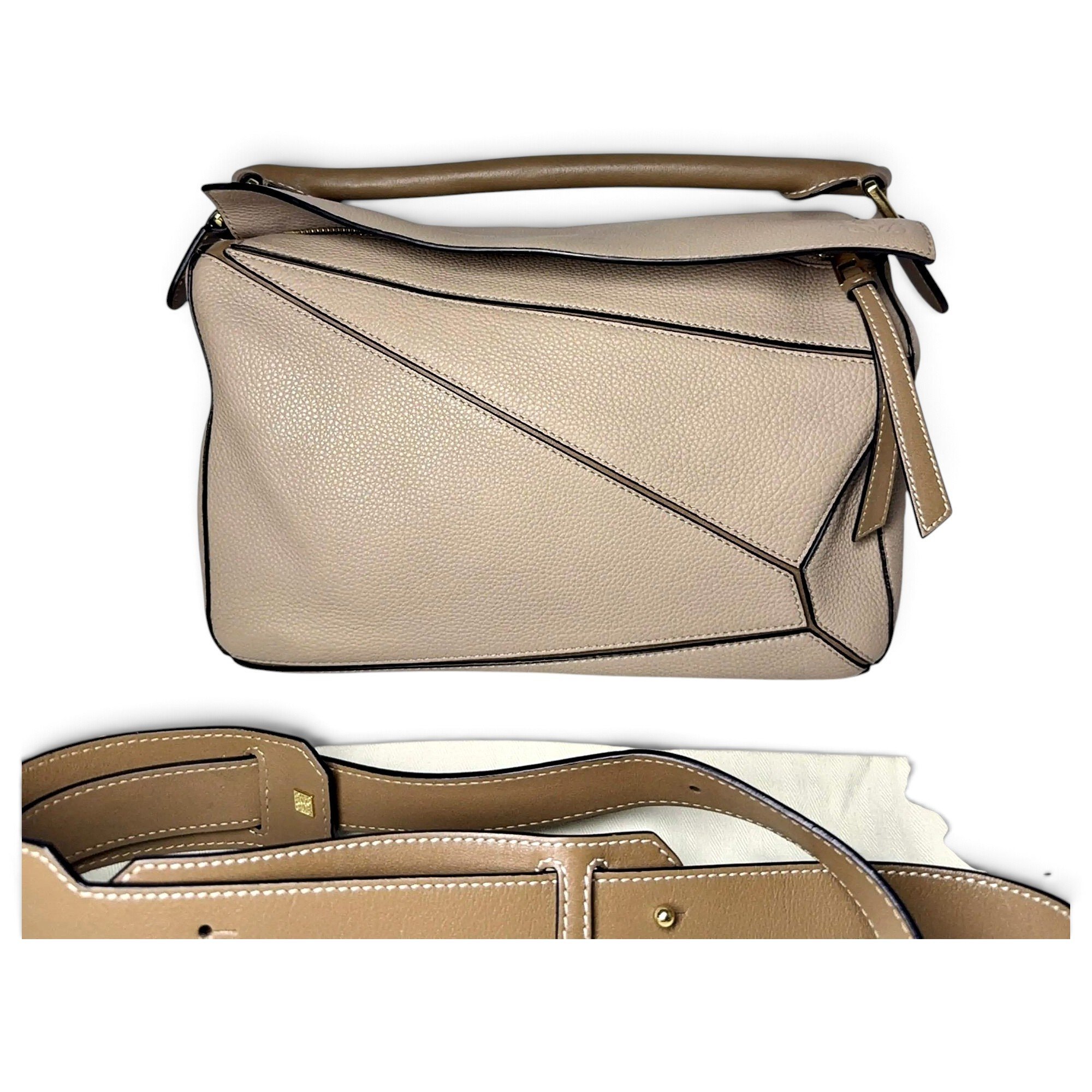 Puzzle leather handbag