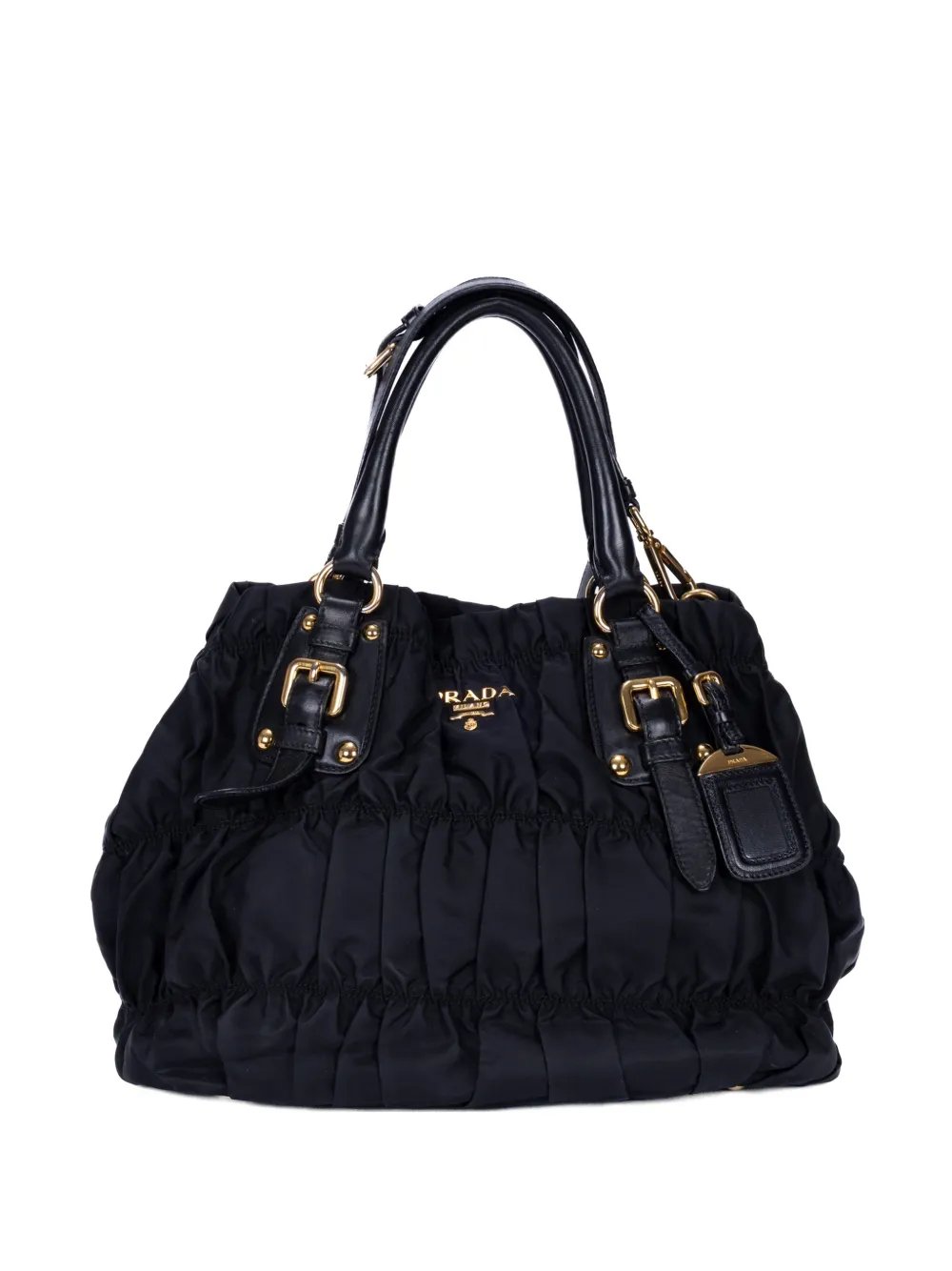 ruched buckle-detail tote bag