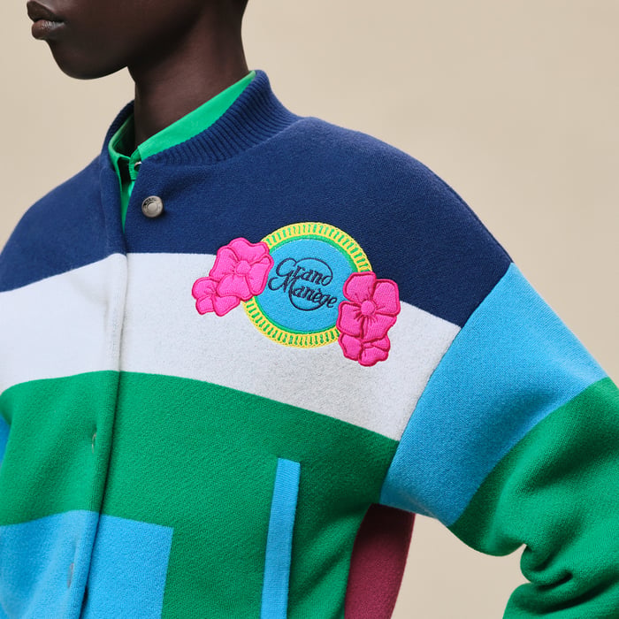 Vert Jungle Blouson Matelassé Motif « grand Manège »