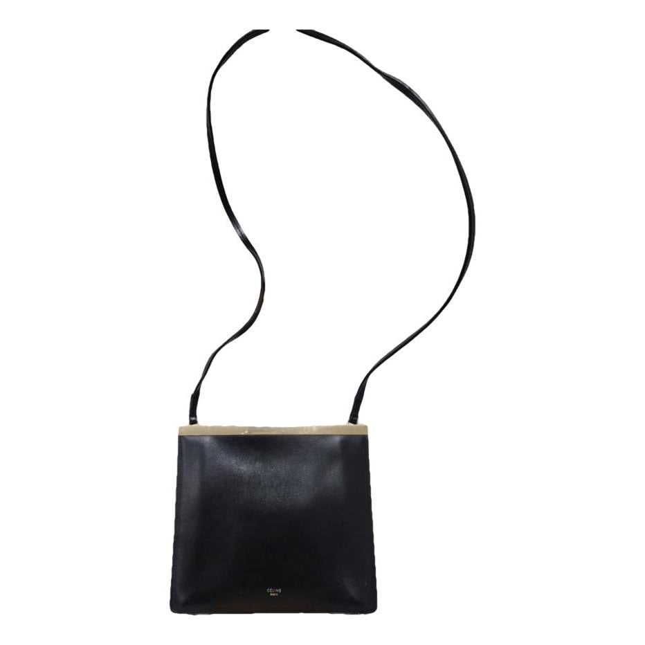 Clasp leather handbag