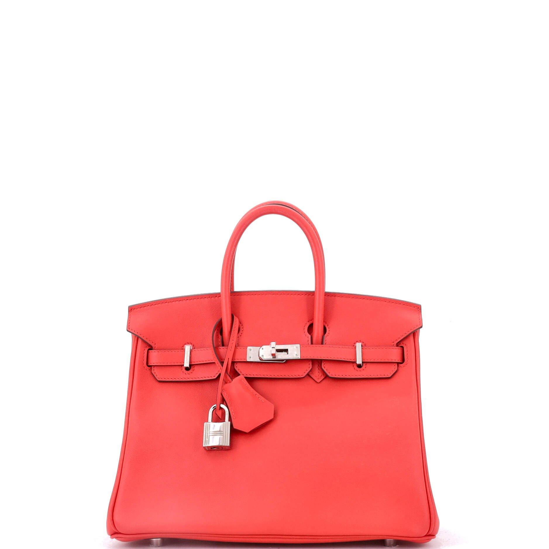 Hermes Birkin Handbag Rouge Tomate Swift with Palladium Hardware 25