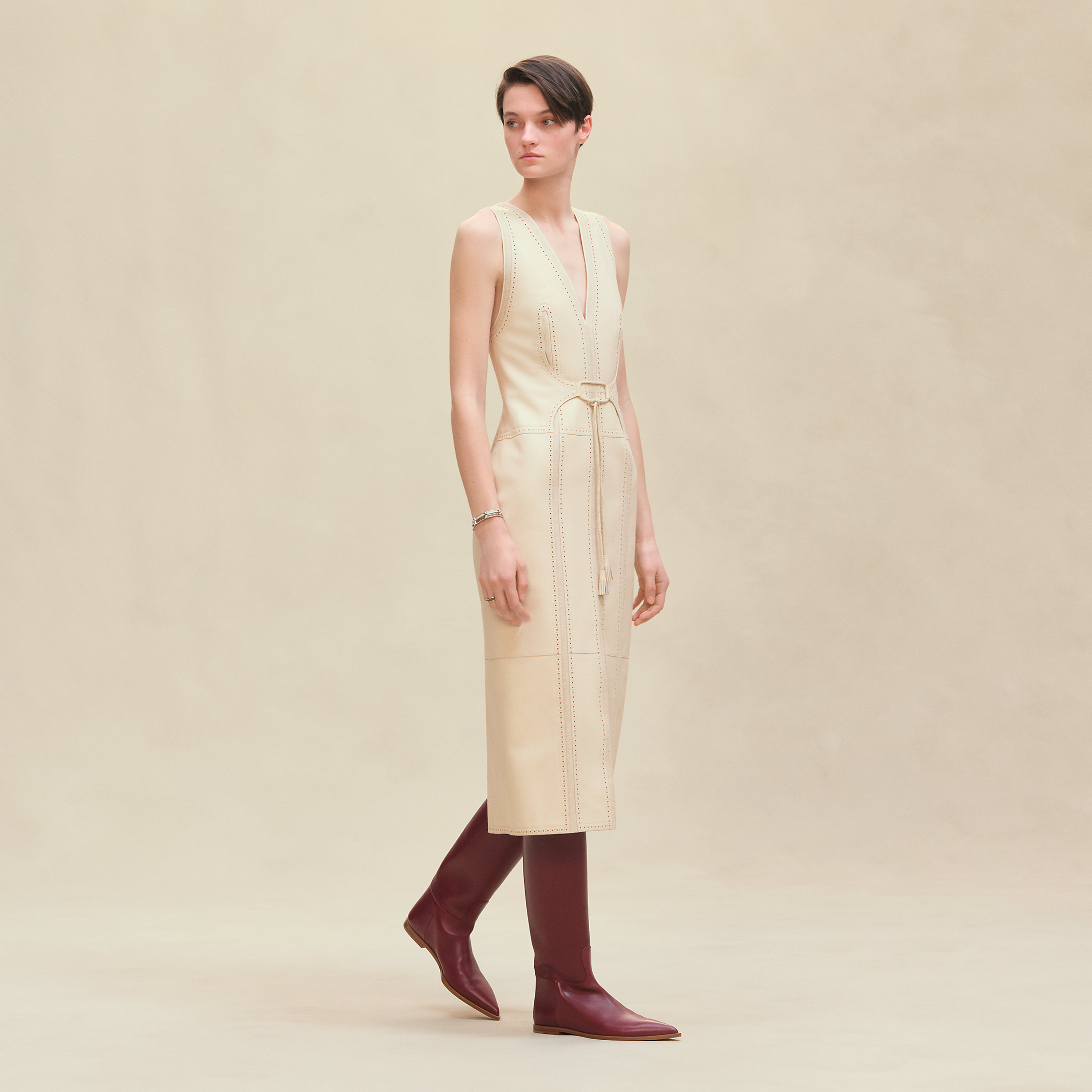 Dress with perforated details
