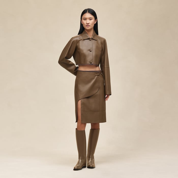Marron Muschio Short Shiny Lambskin Jacket
