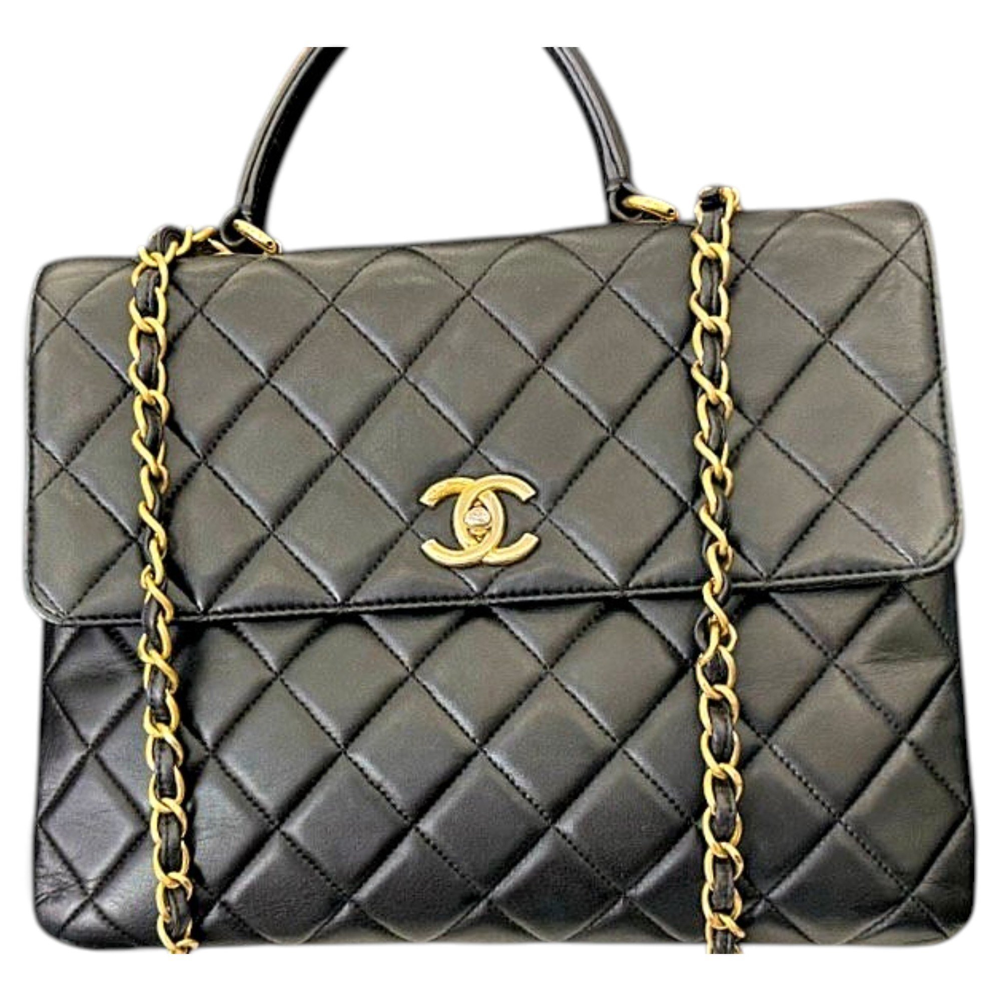 Trendy CC Top Handle leather handbag