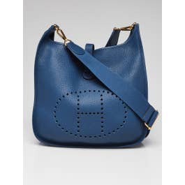 Hermes Hermes Bleu Saphir Clemence Leather Evelyne III 33 Bag