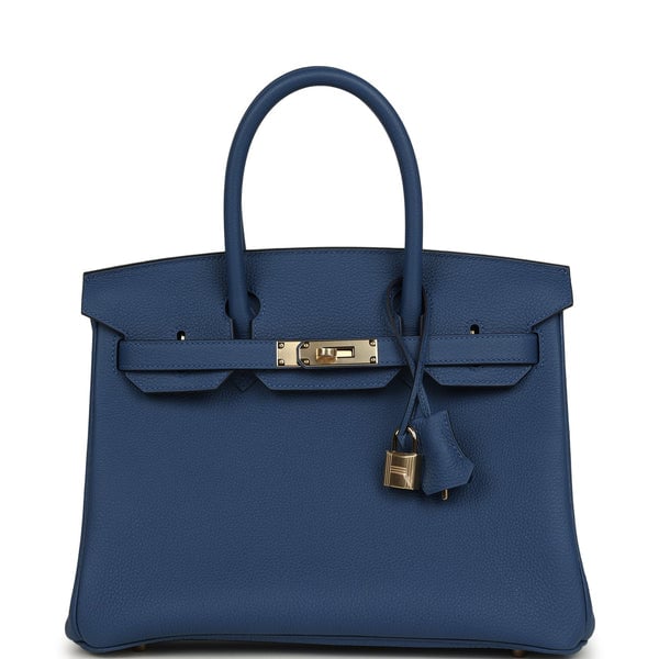 Hermes Birkin 30 Bleu Tie Togo Permabrass Hardware