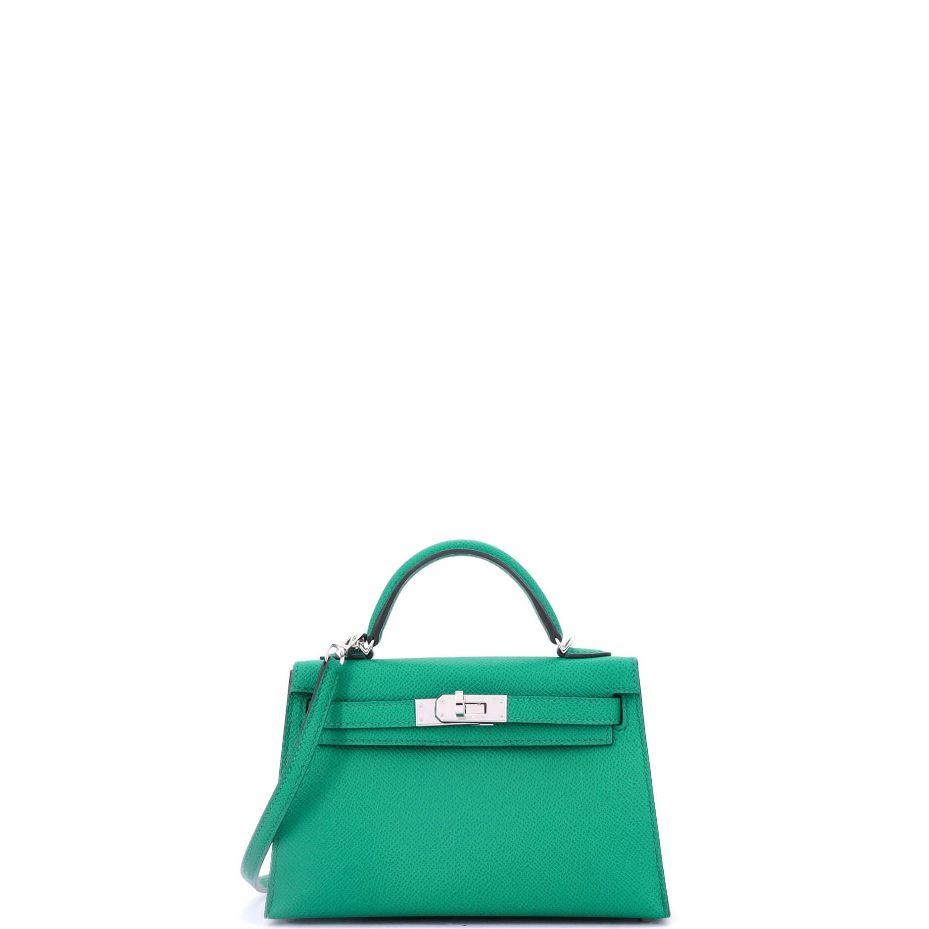 Hermes Kelly Mini II Bag Vert Jade Epsom with Palladium Hardware 20