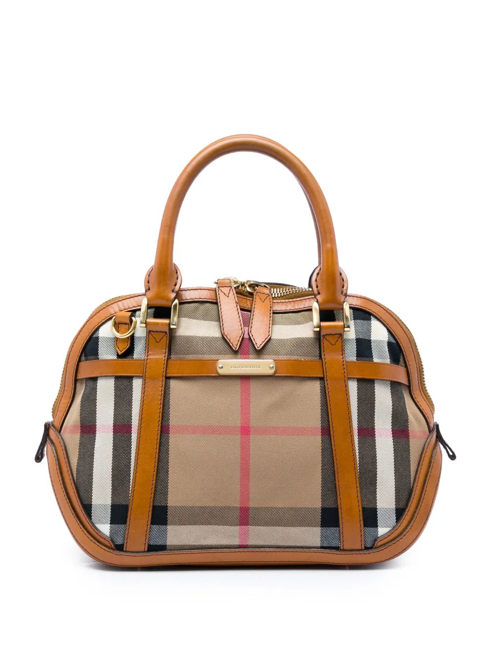 2000-2017 Small Leather Trimmed House Check Canvas Bridle Orchard satchel