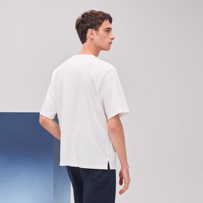 Blanc "H Puzzle" T-shirt With Leather Detail