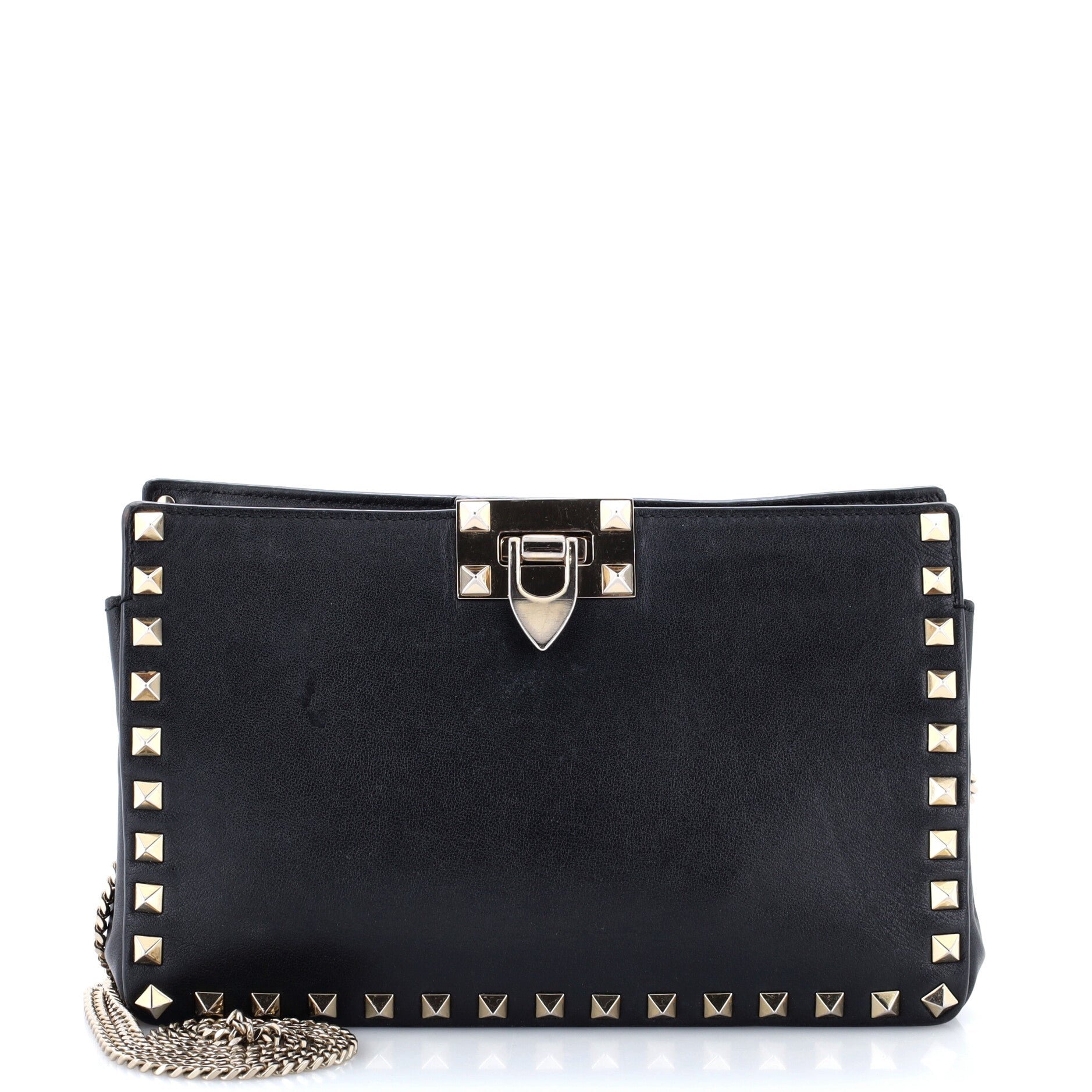 Rockstud Flip Lock Chain Crossbody Leather Small