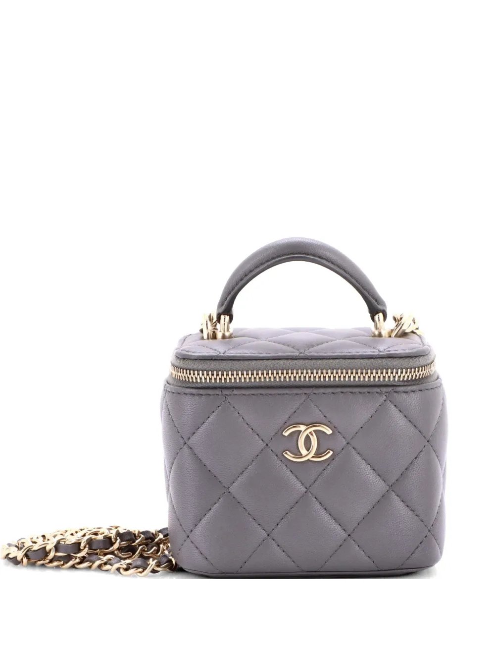 Classic Top Handle Vanity Case with Chain Quilted Lambskin Mini crossbody bag