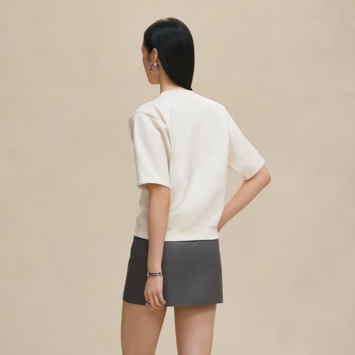 Blanc Cassé "Della Cavalleria" Embroidered Short-sleeve Sweatshirt