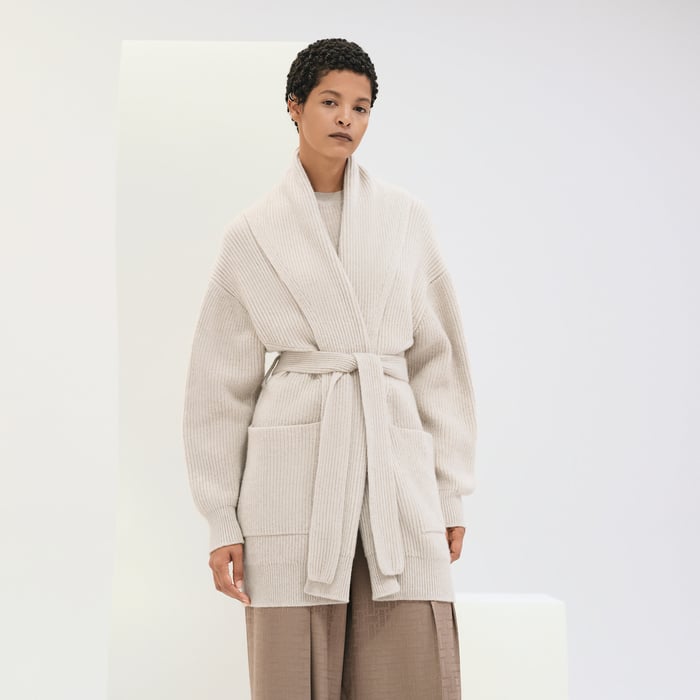 Beige Naturel Belted Coat