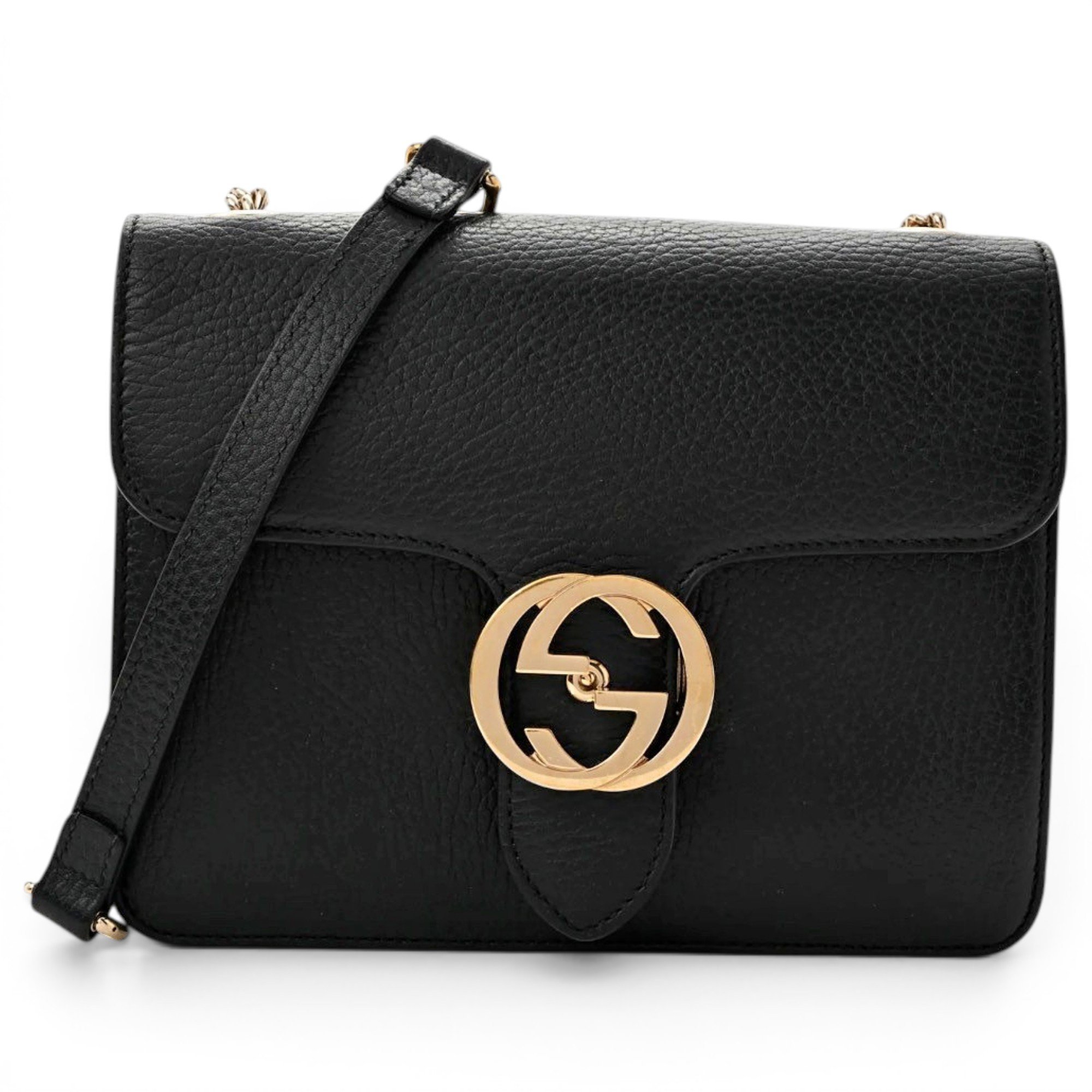 Interlocking leather handbag