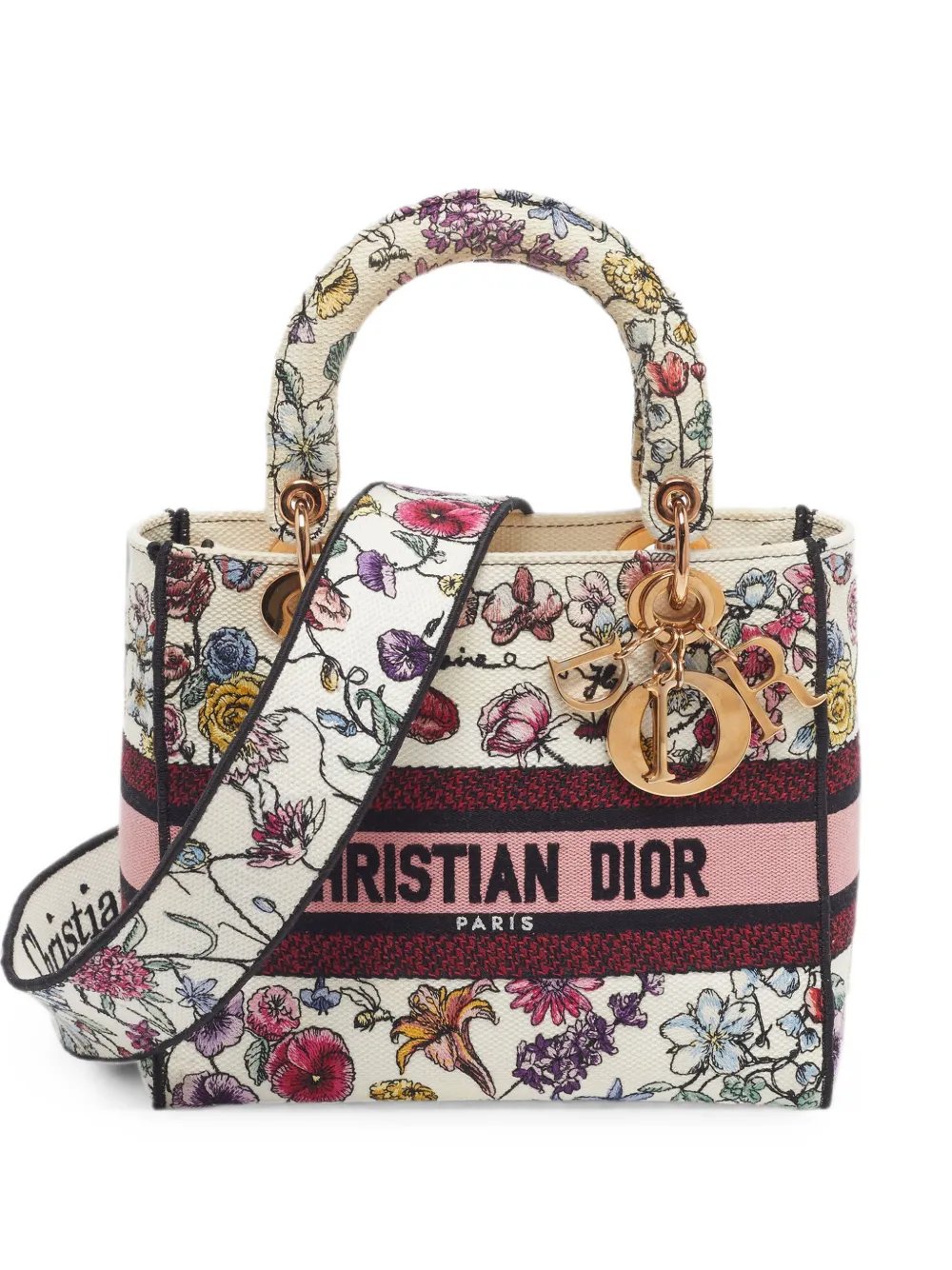 2023 Lady D-Lite floral-embroidered tote bag