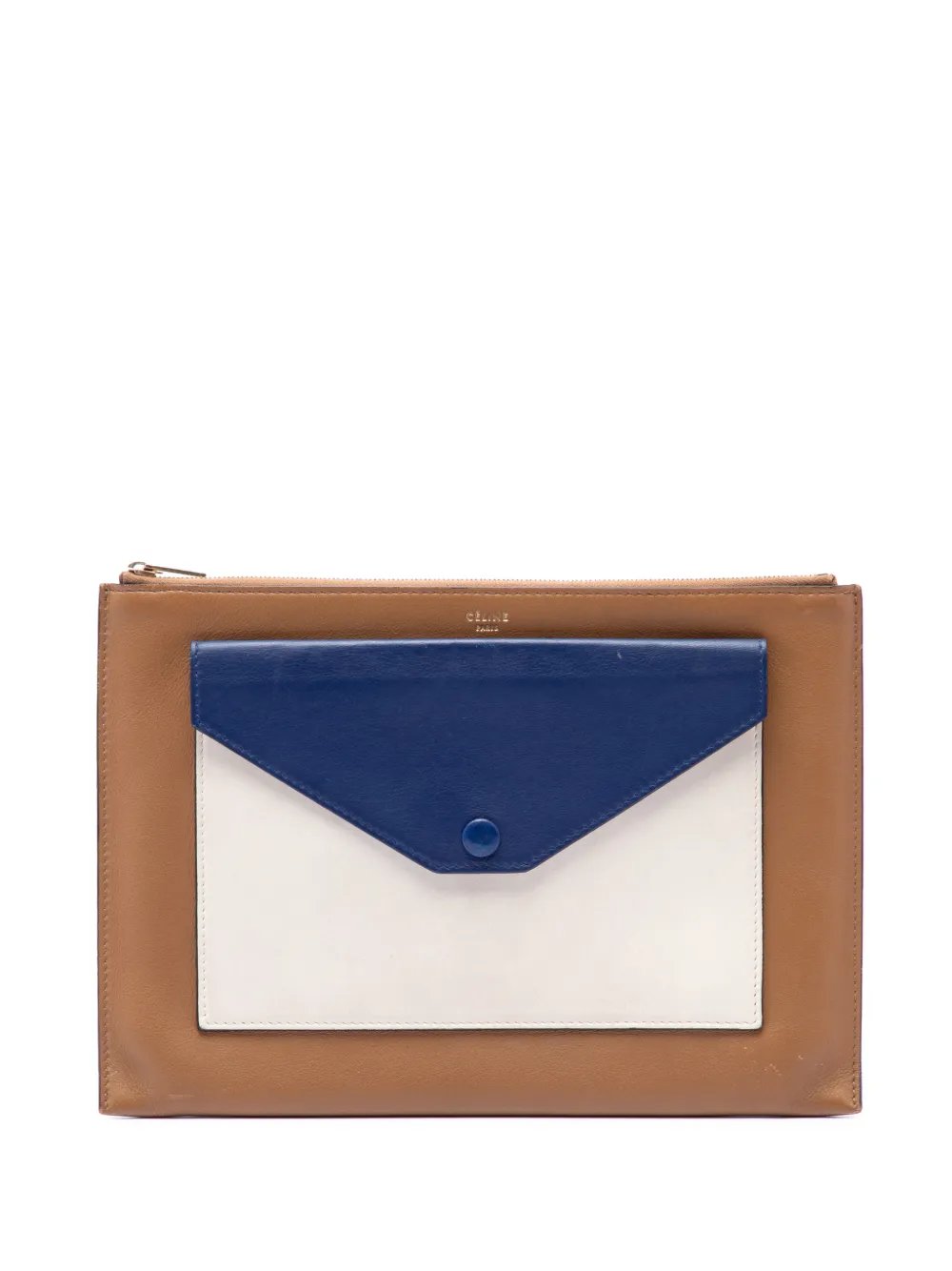 2014 Tricolor Leather Pocket Envelope Zip clutch bag