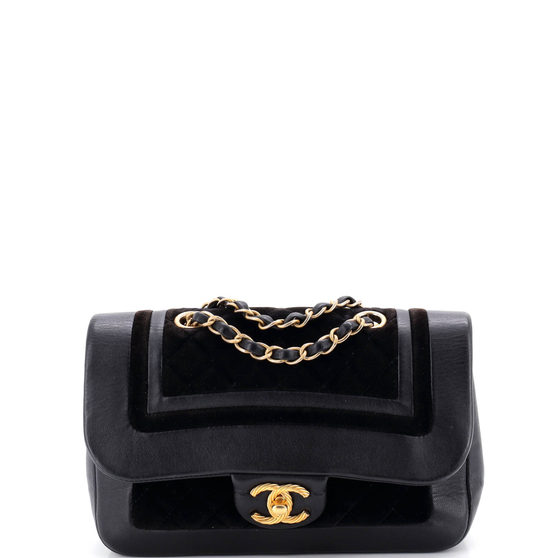 Paris-Cosmopolite Textured CC Flap Bag Lambskin and Quilted Velvet Small