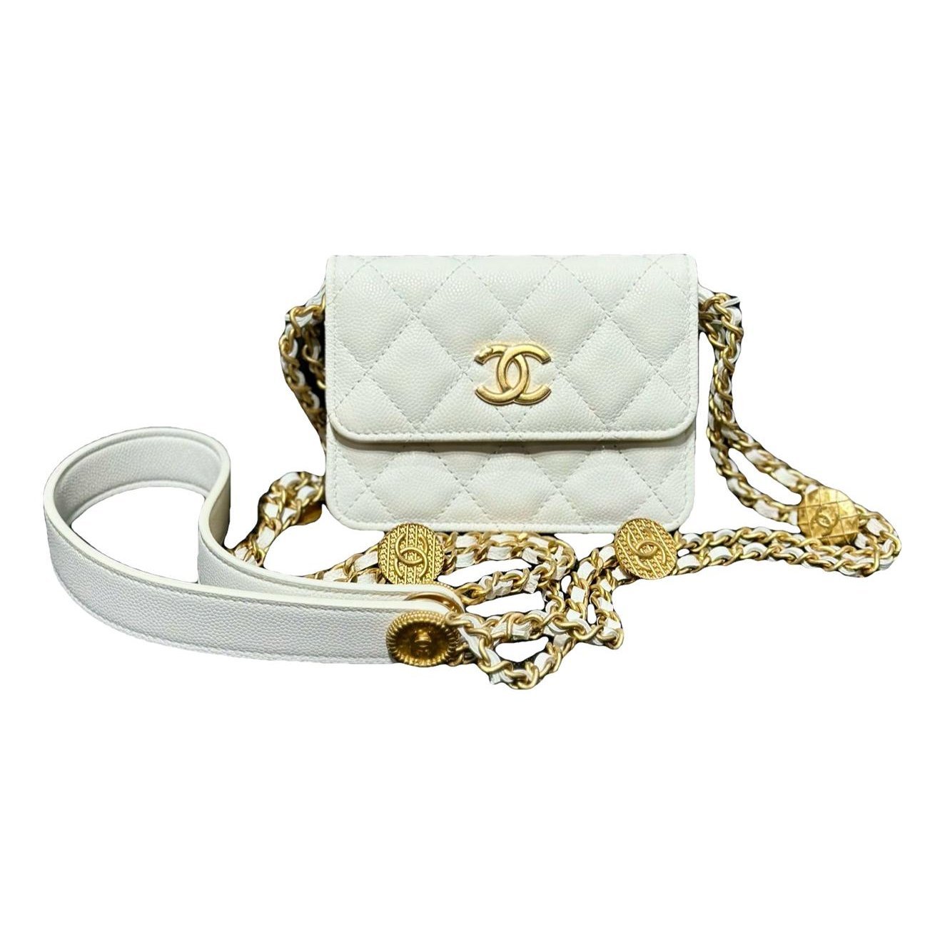 Trendy CC Wallet on Chain leather handbag