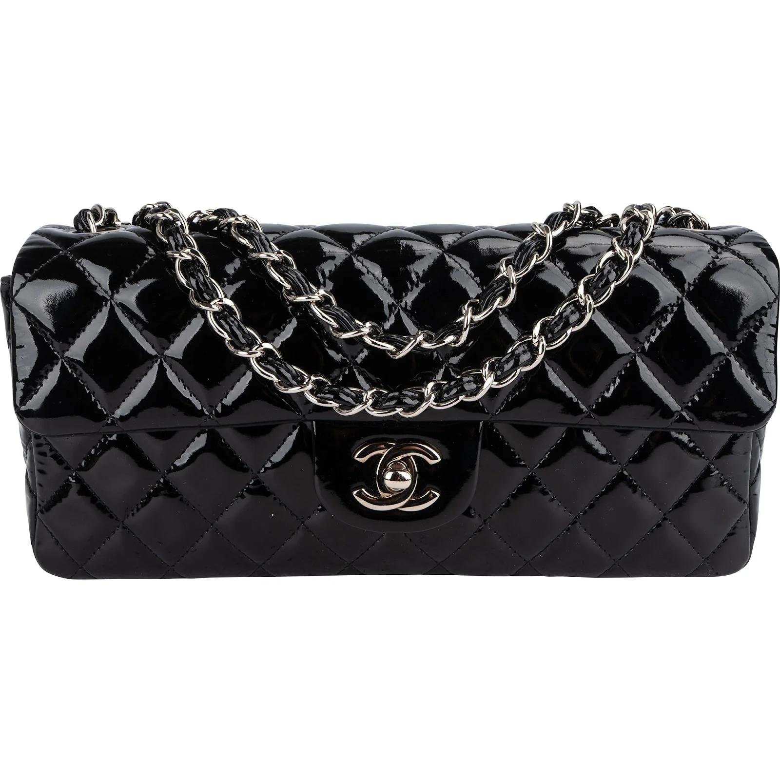 East West Chocolate Bar patent leather handbag