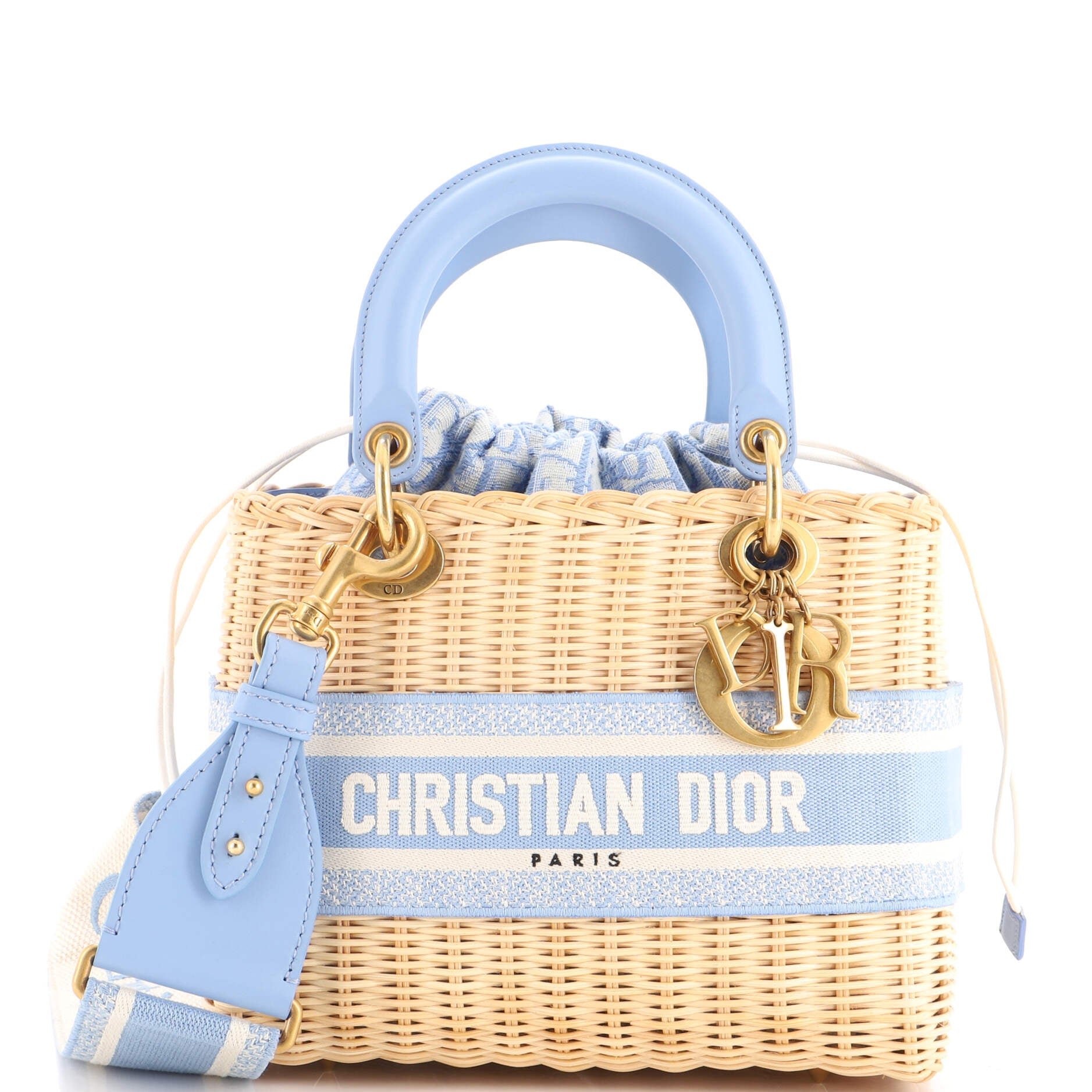 Lady Dior Bag Wicker and Oblique Canvas Medium