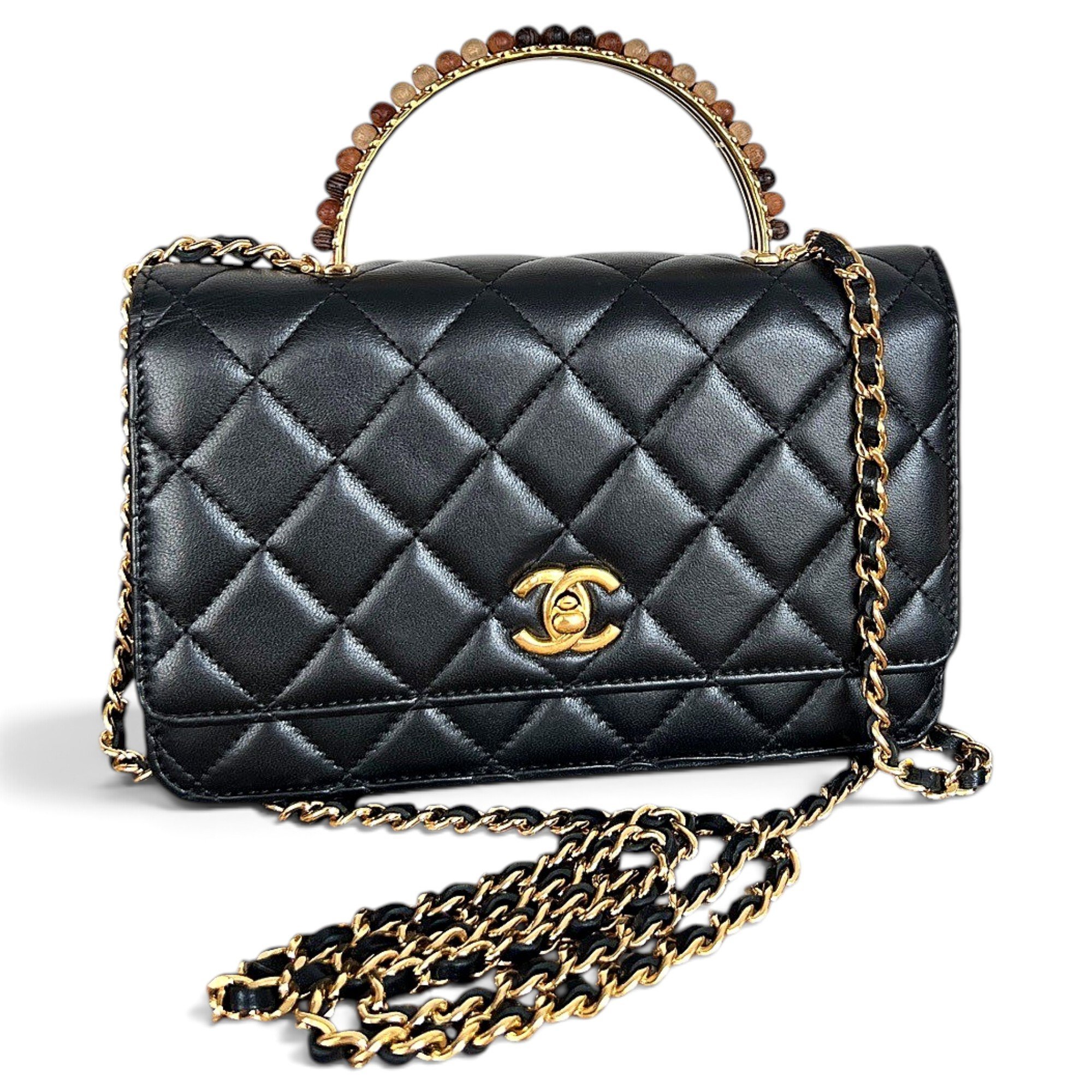Trendy CC Top Handle leather handbag