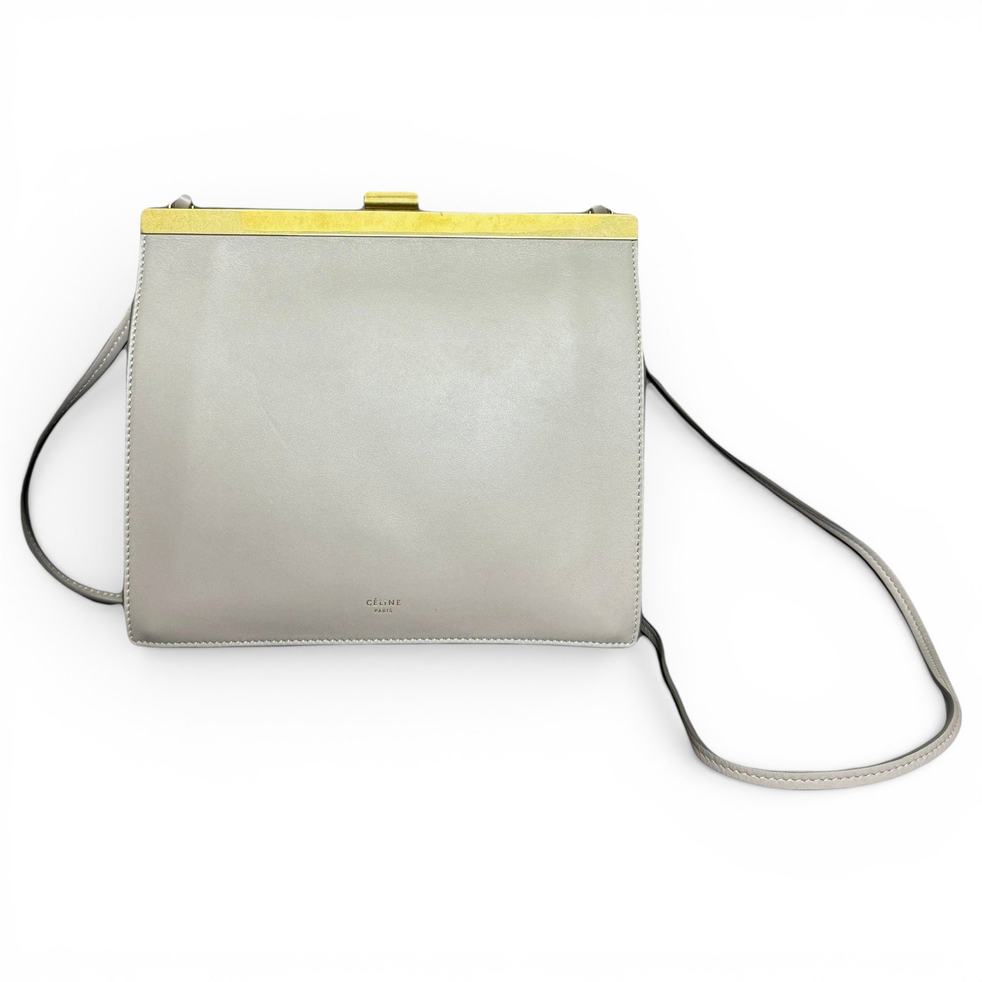 Clasp leather handbag