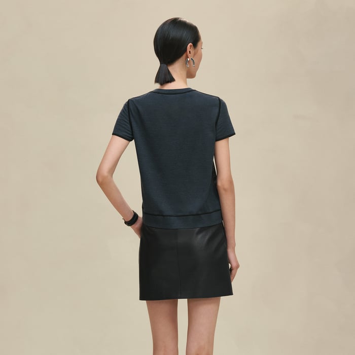 Noir Réglisse "Candy Libris Bandana" Short-sleeve Twillaine Sweater