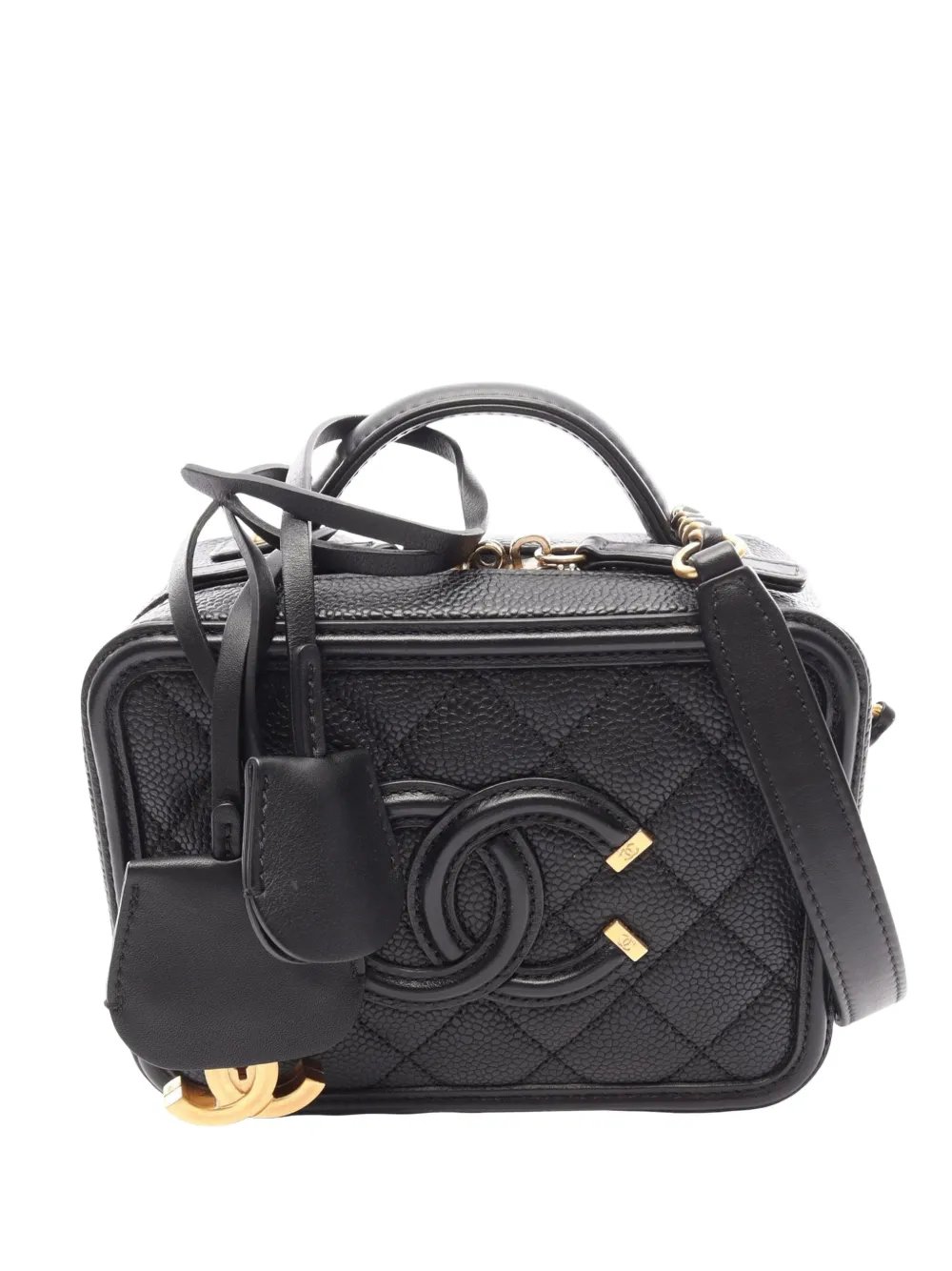 2018-2019 Small Caviar CC Filigree Vanity Case satchel