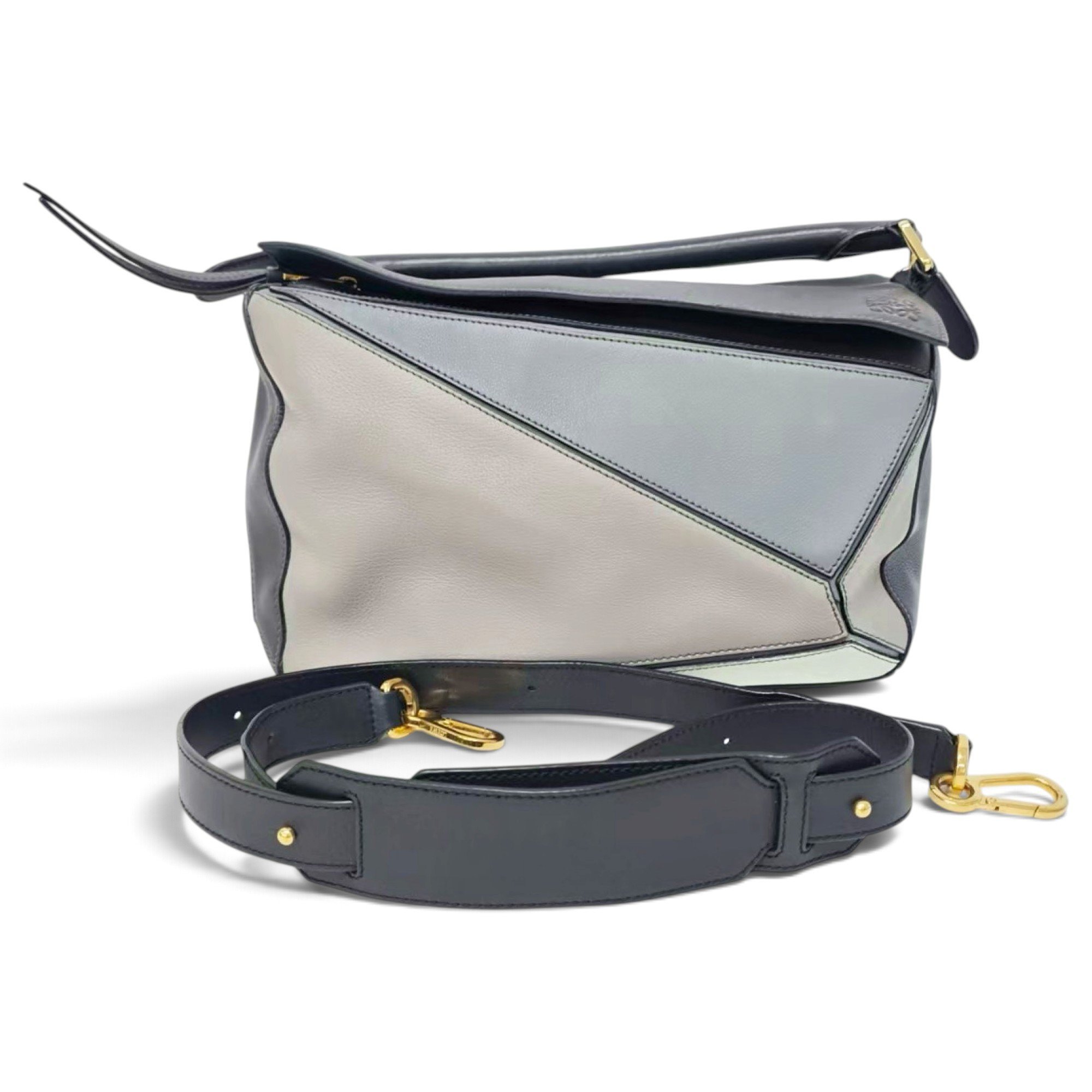 Puzzle leather handbag