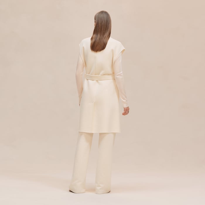 Blanc Naturel Belted Cashmere Long Vest