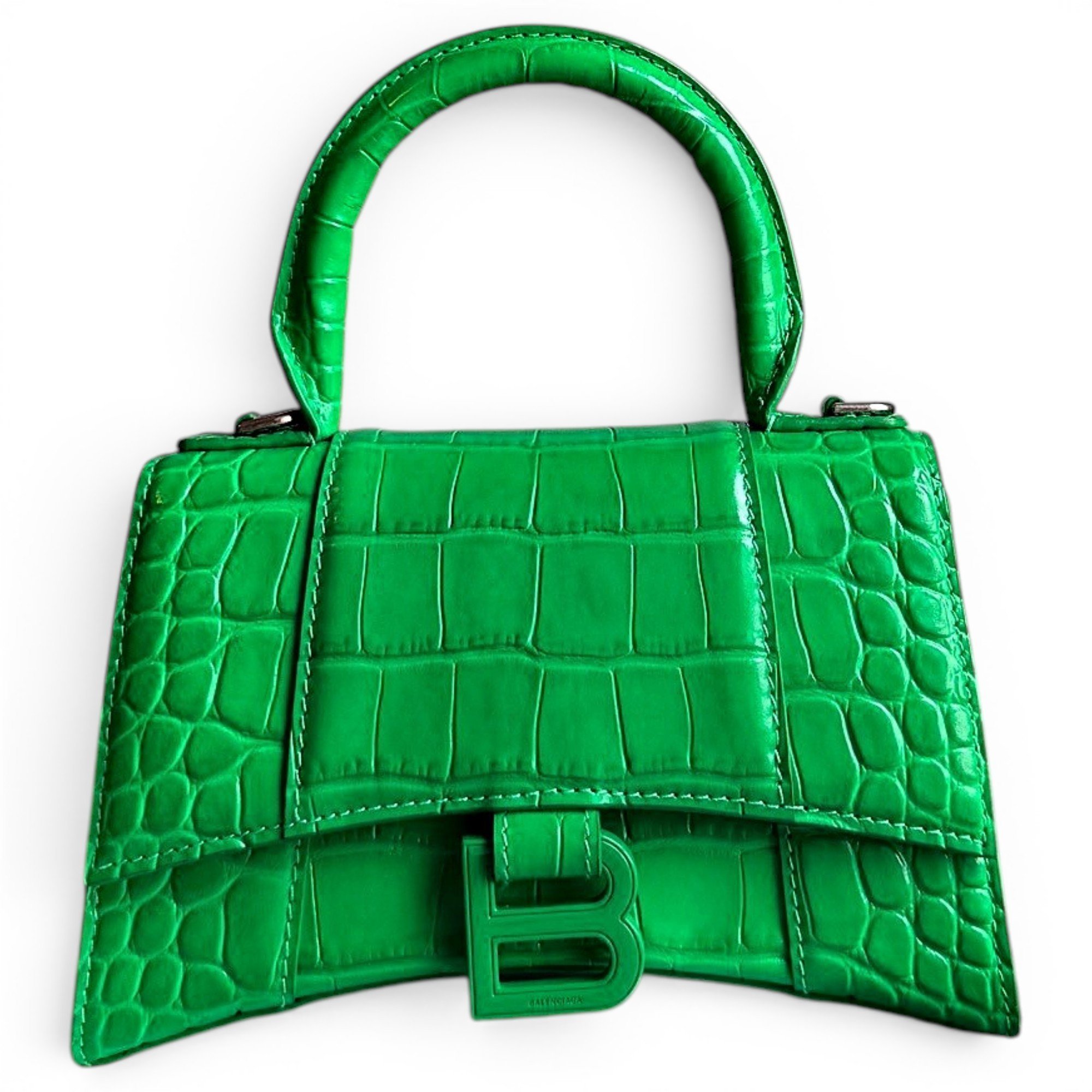 Hourglass leather handbag