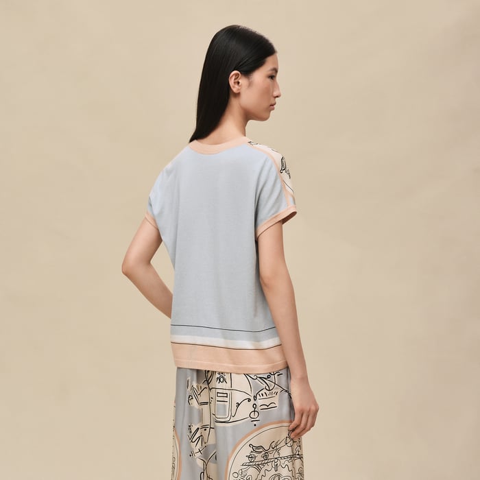 Gris Paruline "Ex-libris a Main Levee" Short-sleeve Twillaine Sweater