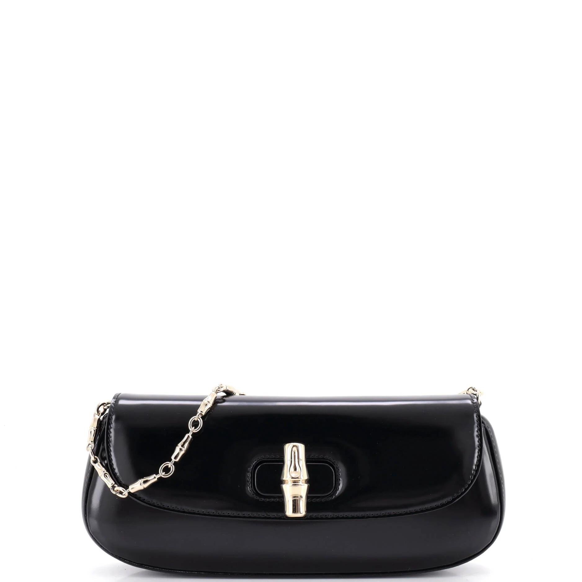 Bamboo leather clutch bag