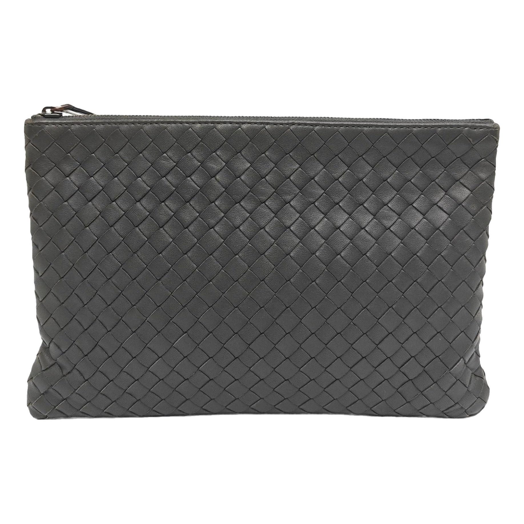 Snap leather clutch bag
