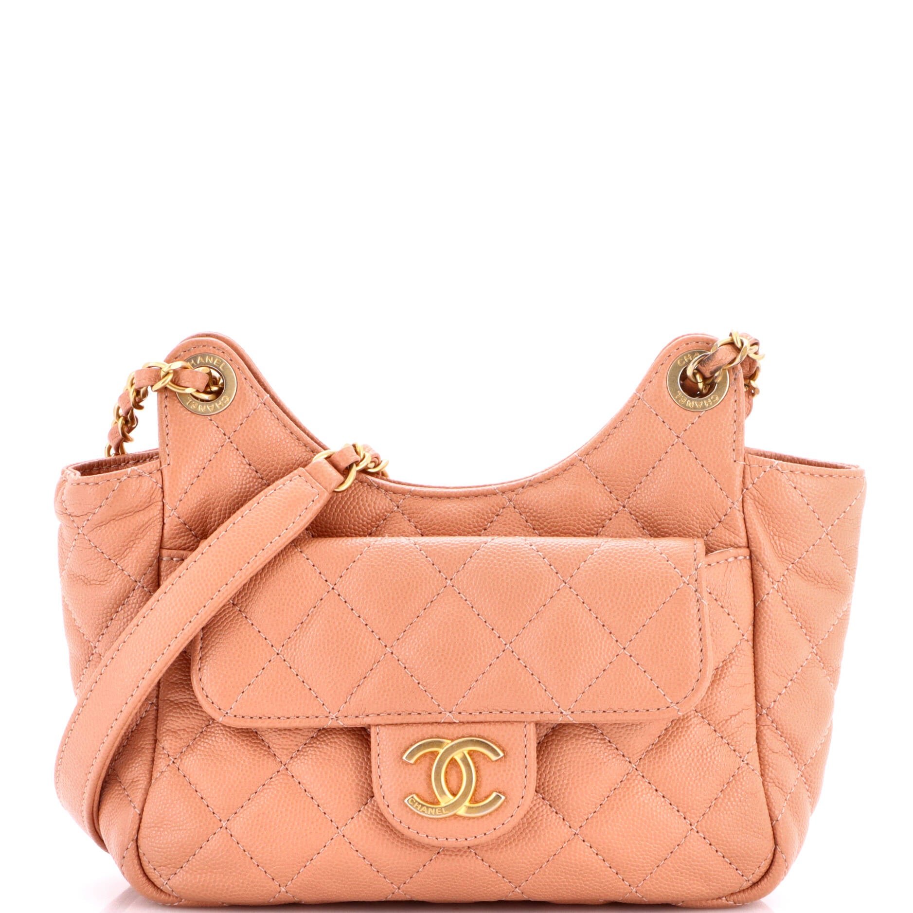 Wavy CC Hobo Quilted Caviar Small