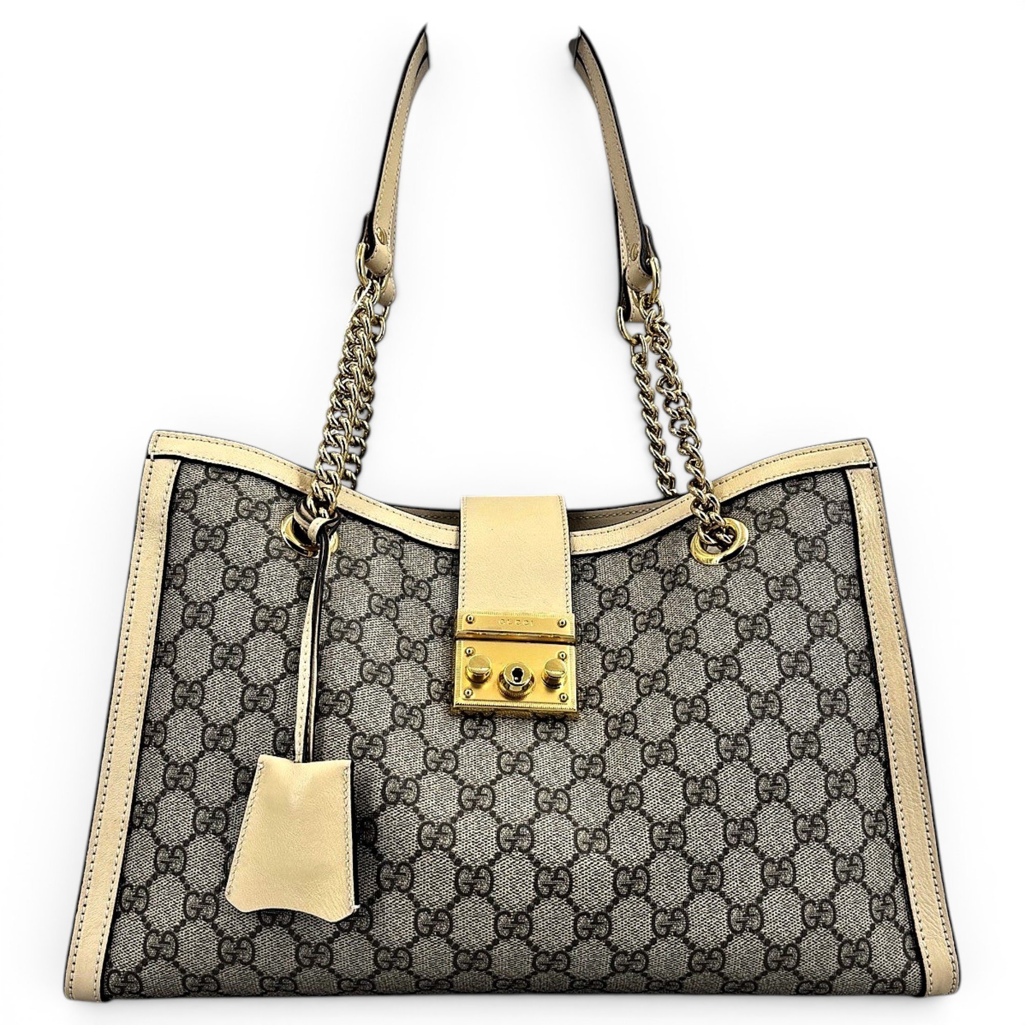 Padlock leather tote