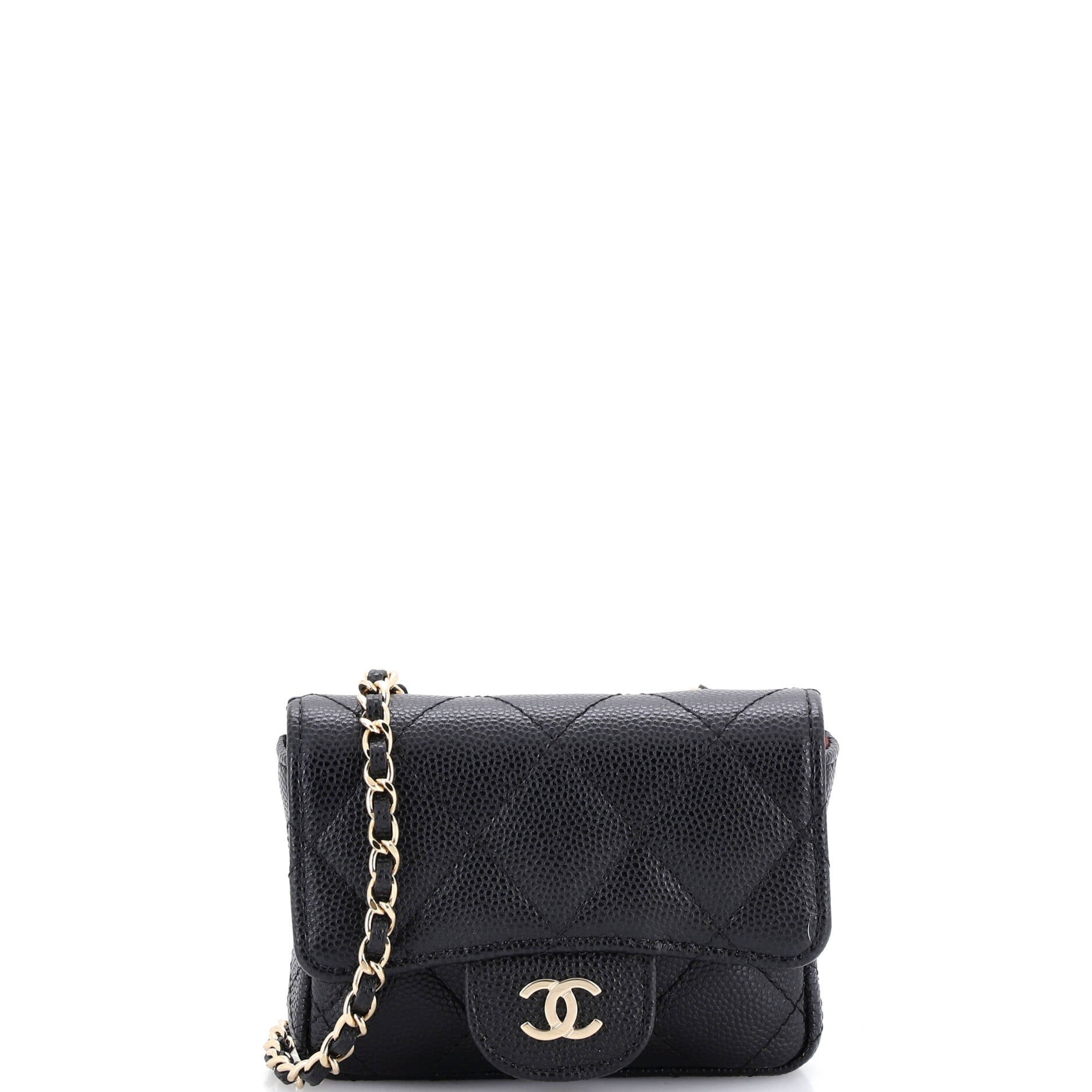 Classic Flap Chain Belt Bag Quilted Caviar Mini