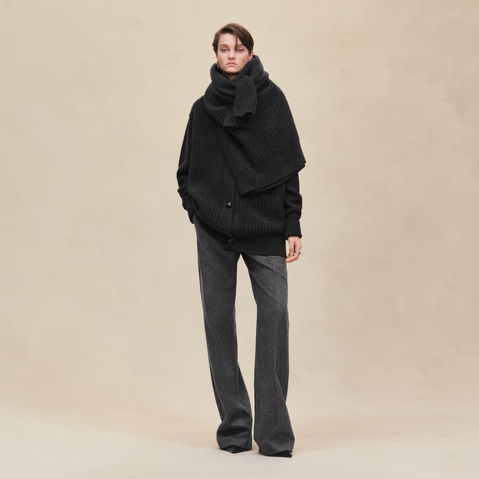 Gris Volcanique Thick Long-sleeve Cardigan