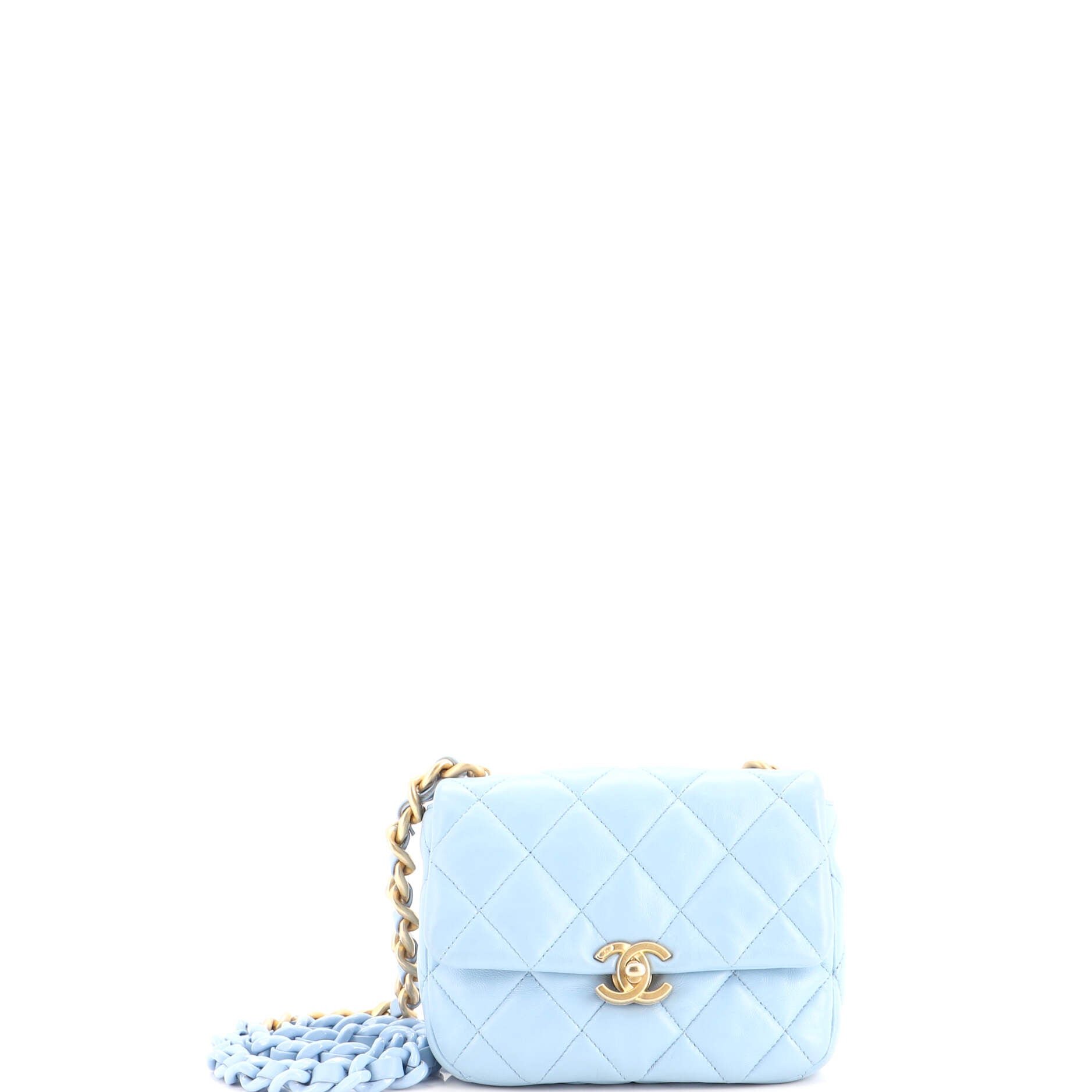 Lacquered Metal CC Flap Bag Quilted Lambskin Mini