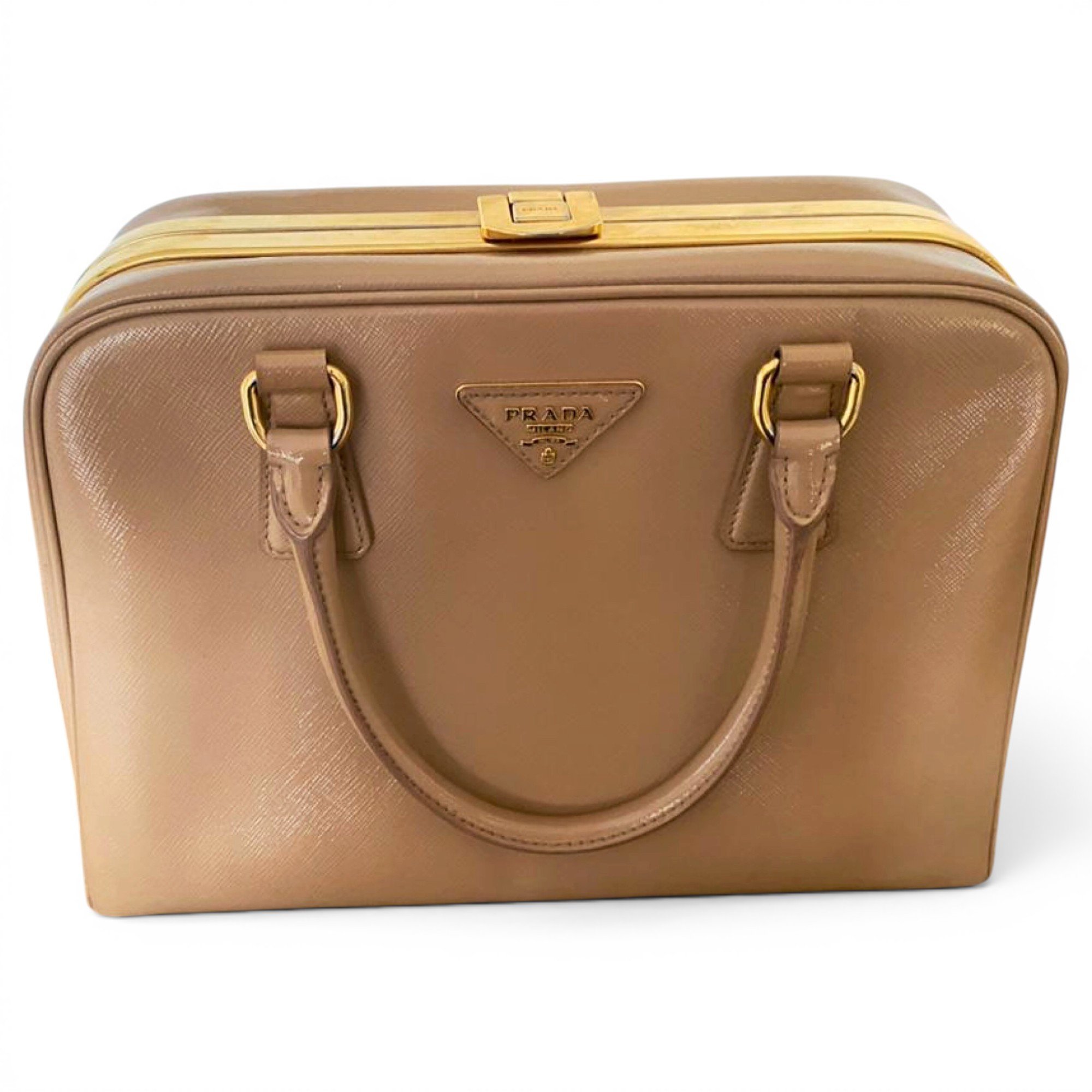 Pyramid leather handbag