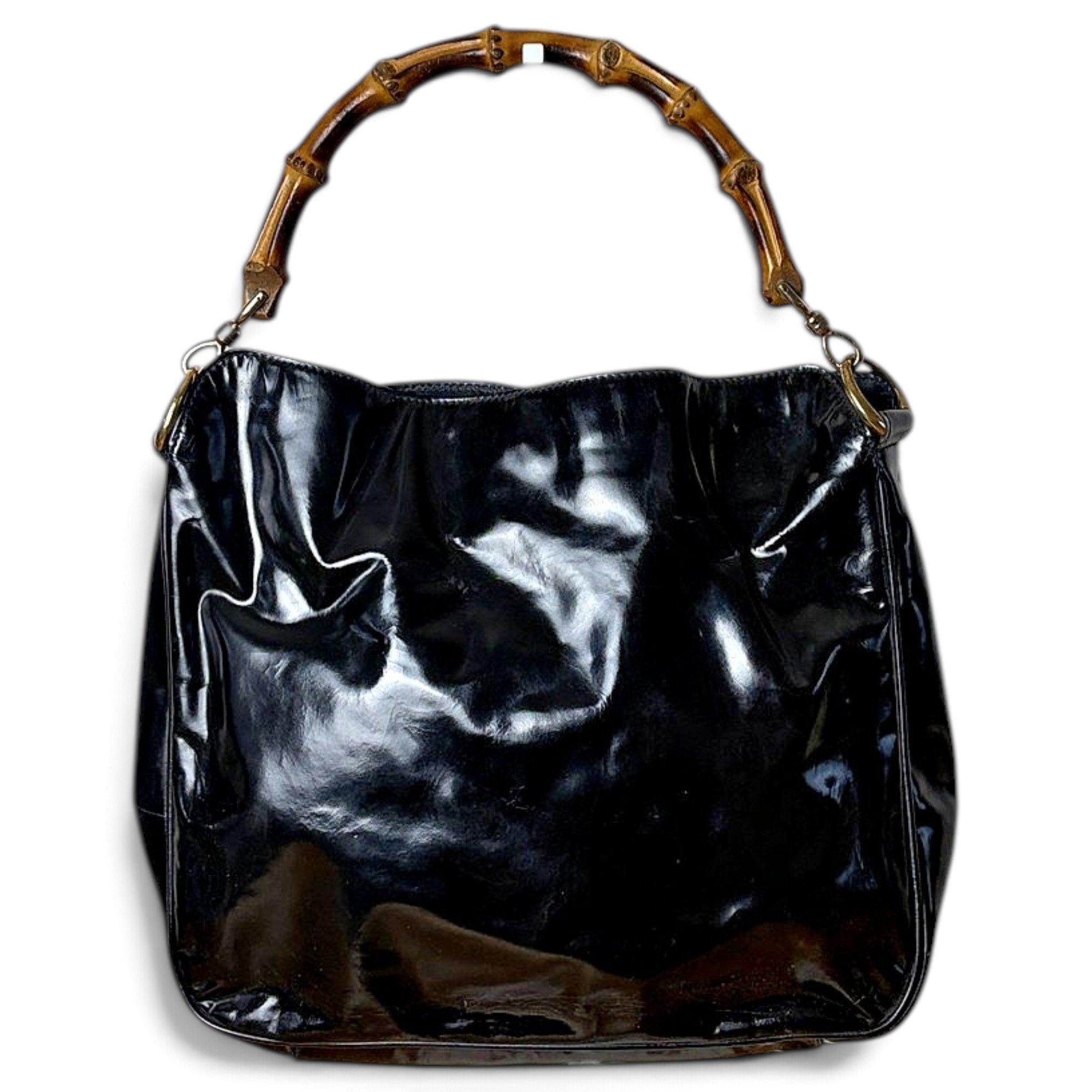 Bamboo Top Handle patent leather handbag