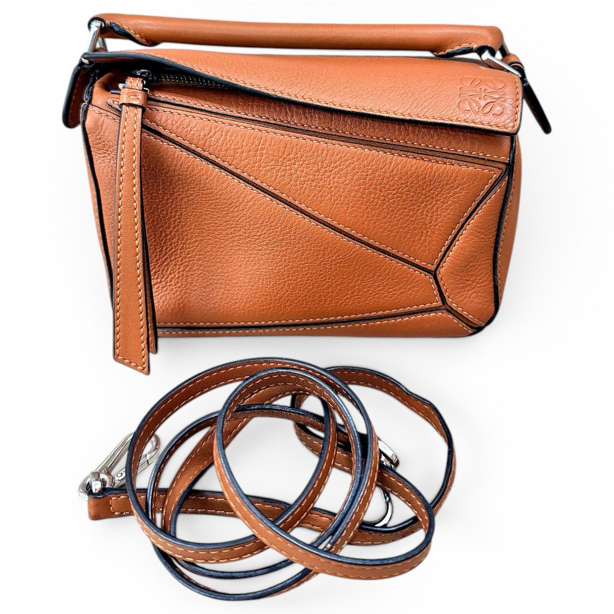 Puzzle leather handbag
