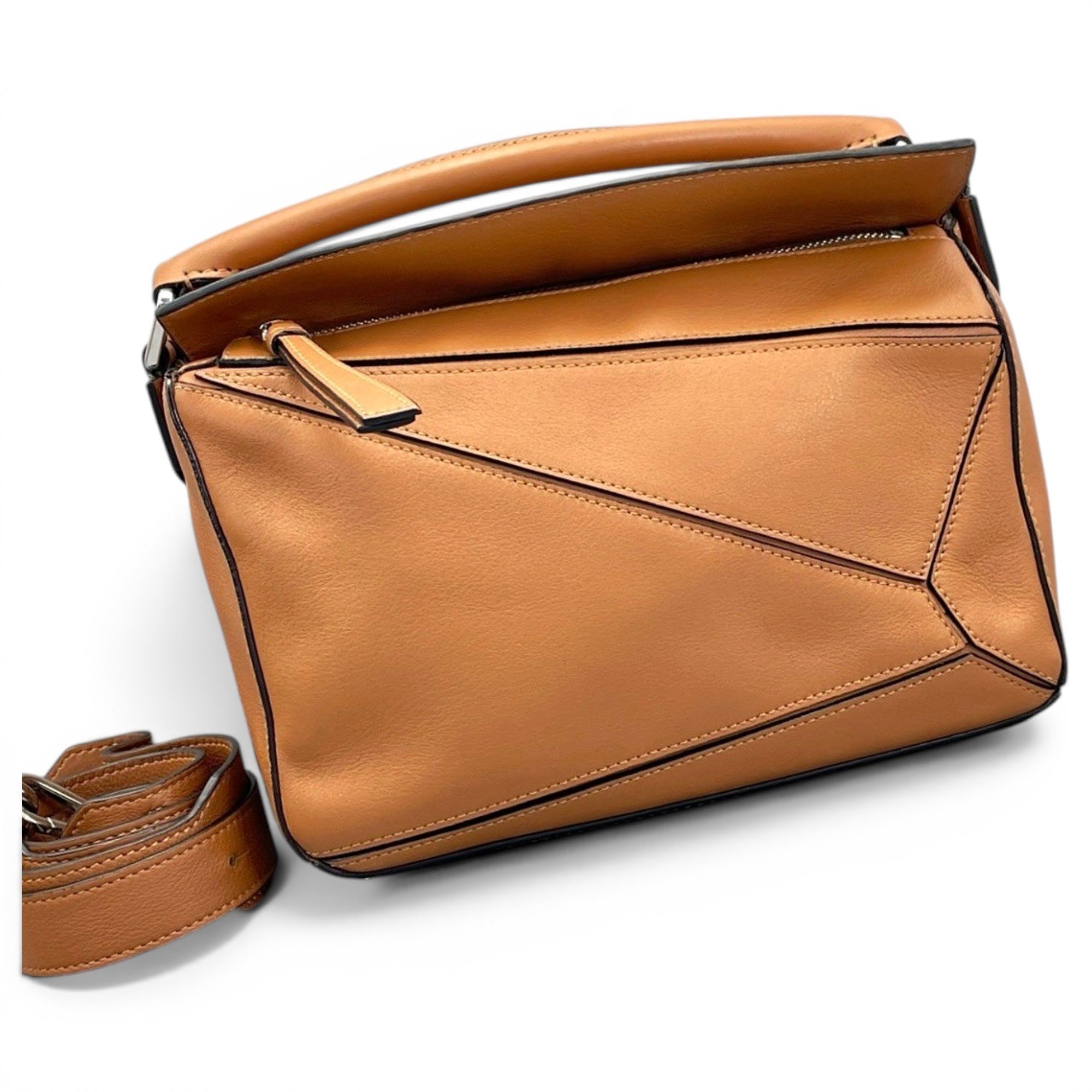 Puzzle leather handbag
