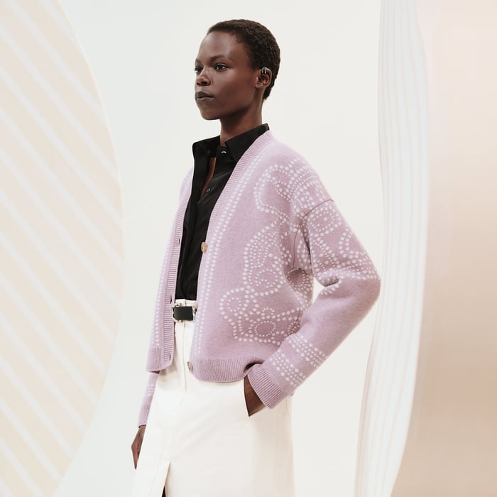 Rose Pâle Embroidered Long-sleeve Cardigan