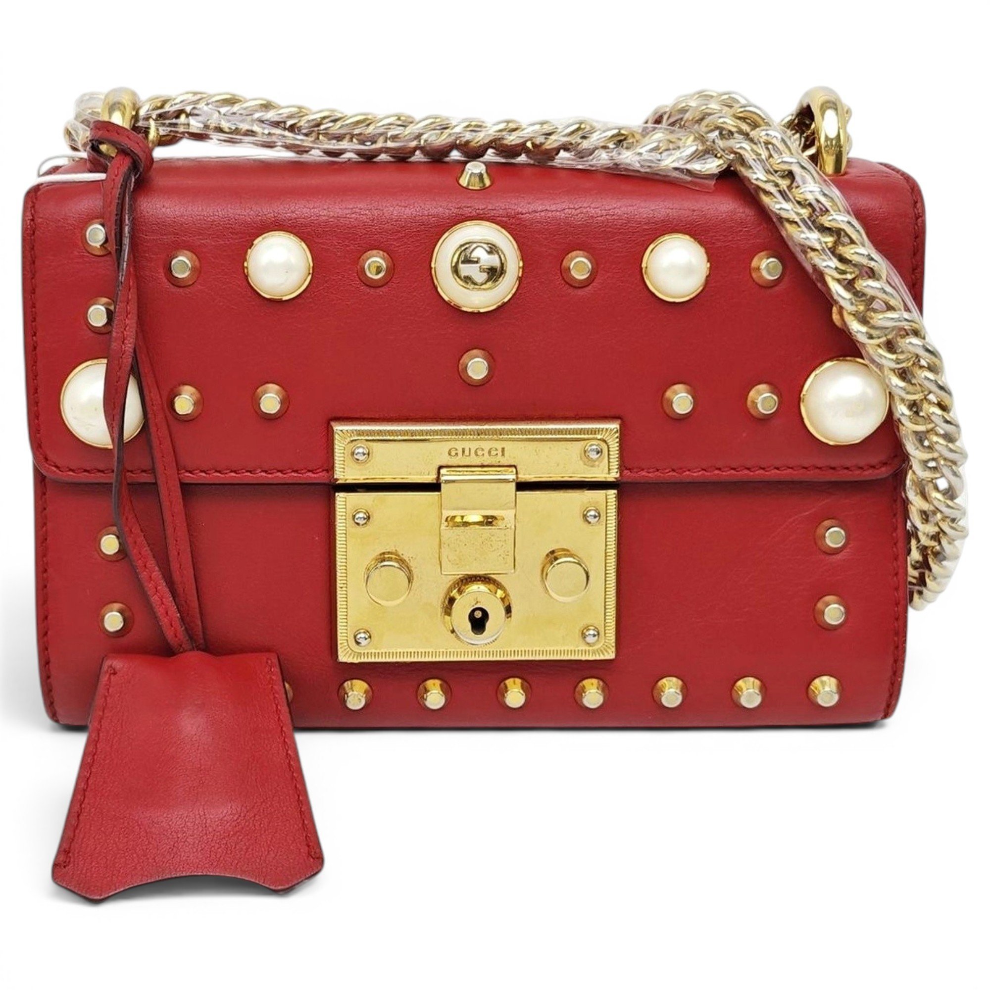 Padlock leather handbag