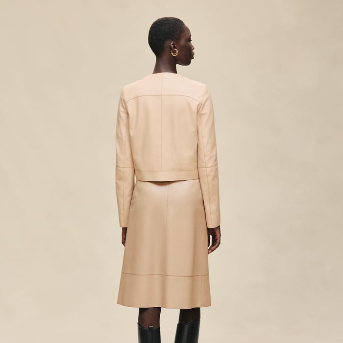 Beige Cajou Biker Jacket
