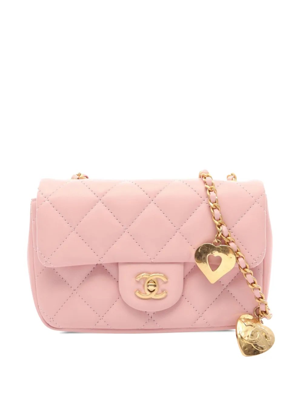 2021-2026 Mini Quilted Lambskin Heart Charms Flap crossbody bag