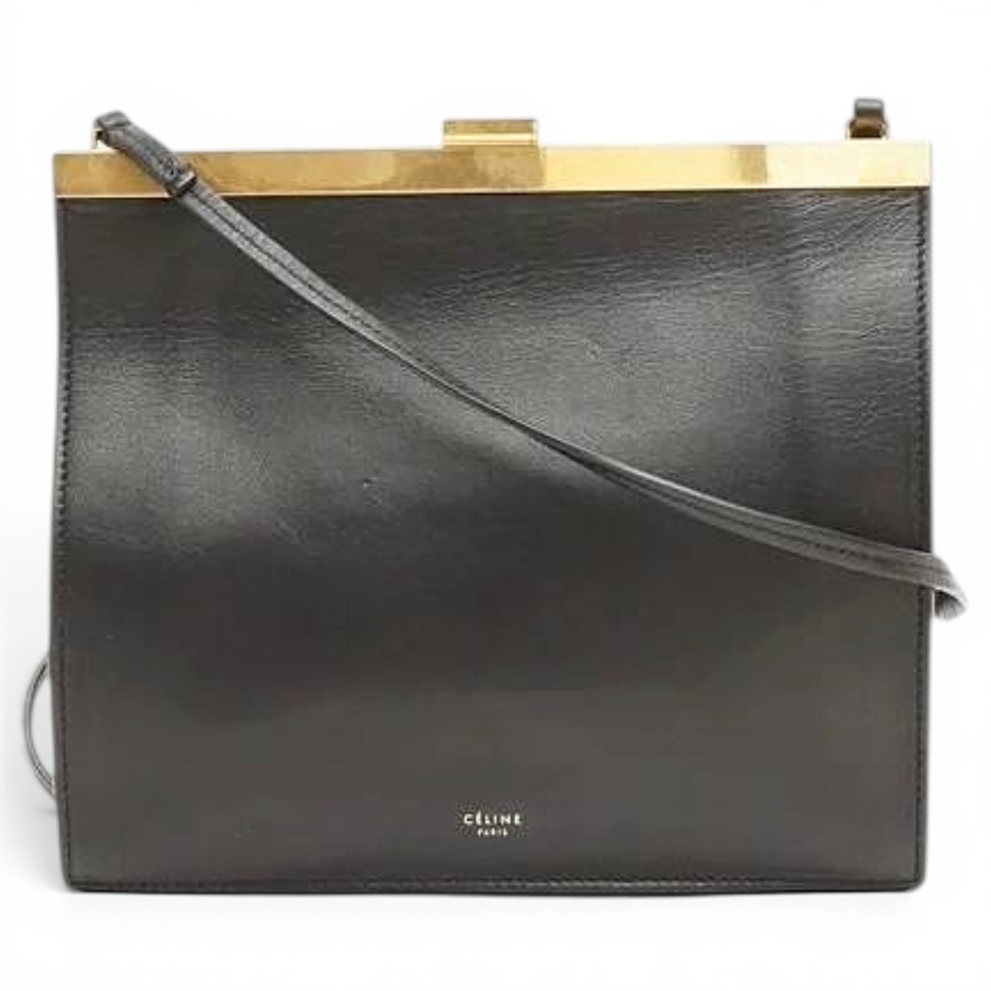 Clasp leather handbag